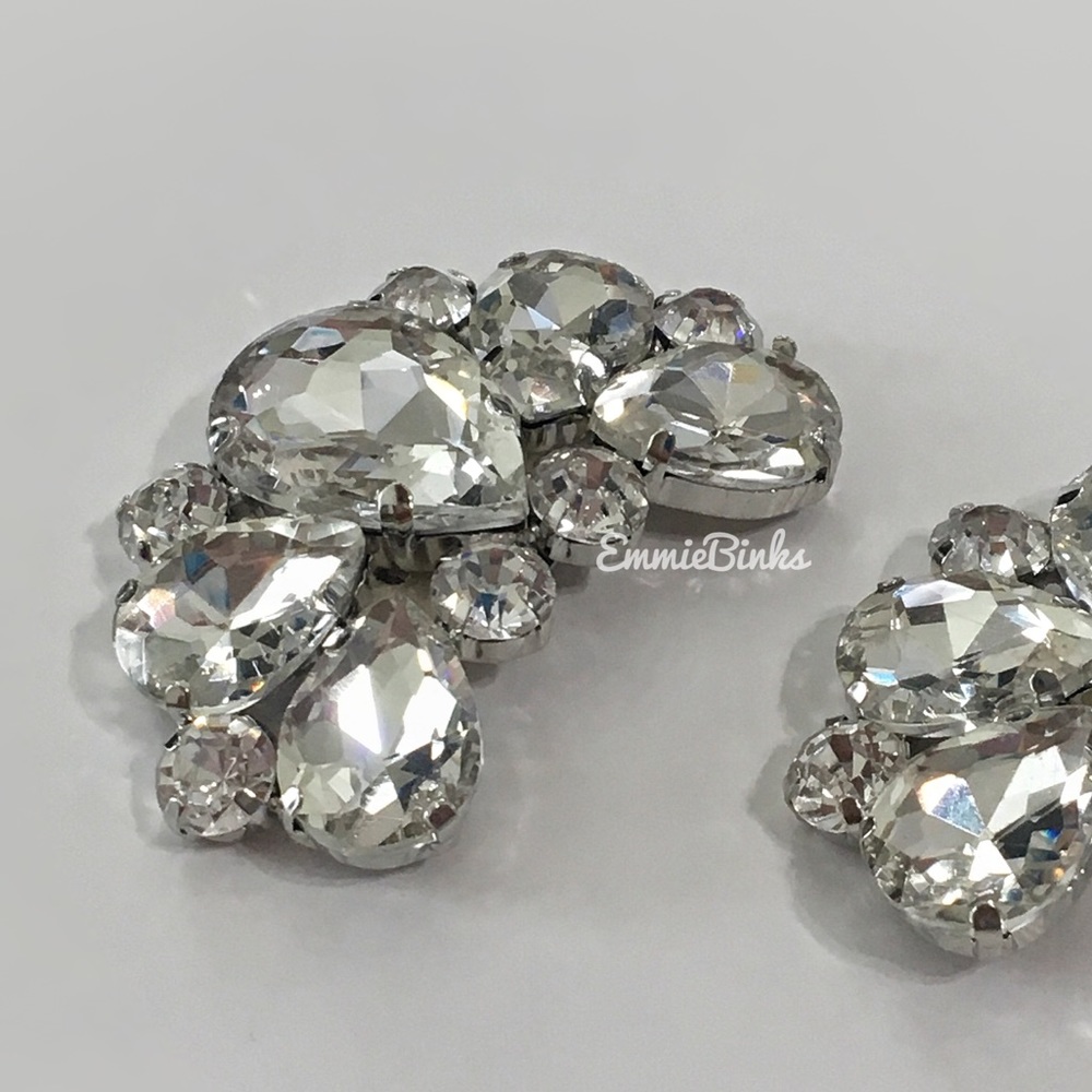 New 2 Piece Rhinestone Crystal Shoe Clips / Bridal Formal Shoe Accent Jewelry - Picture 6 of 16
